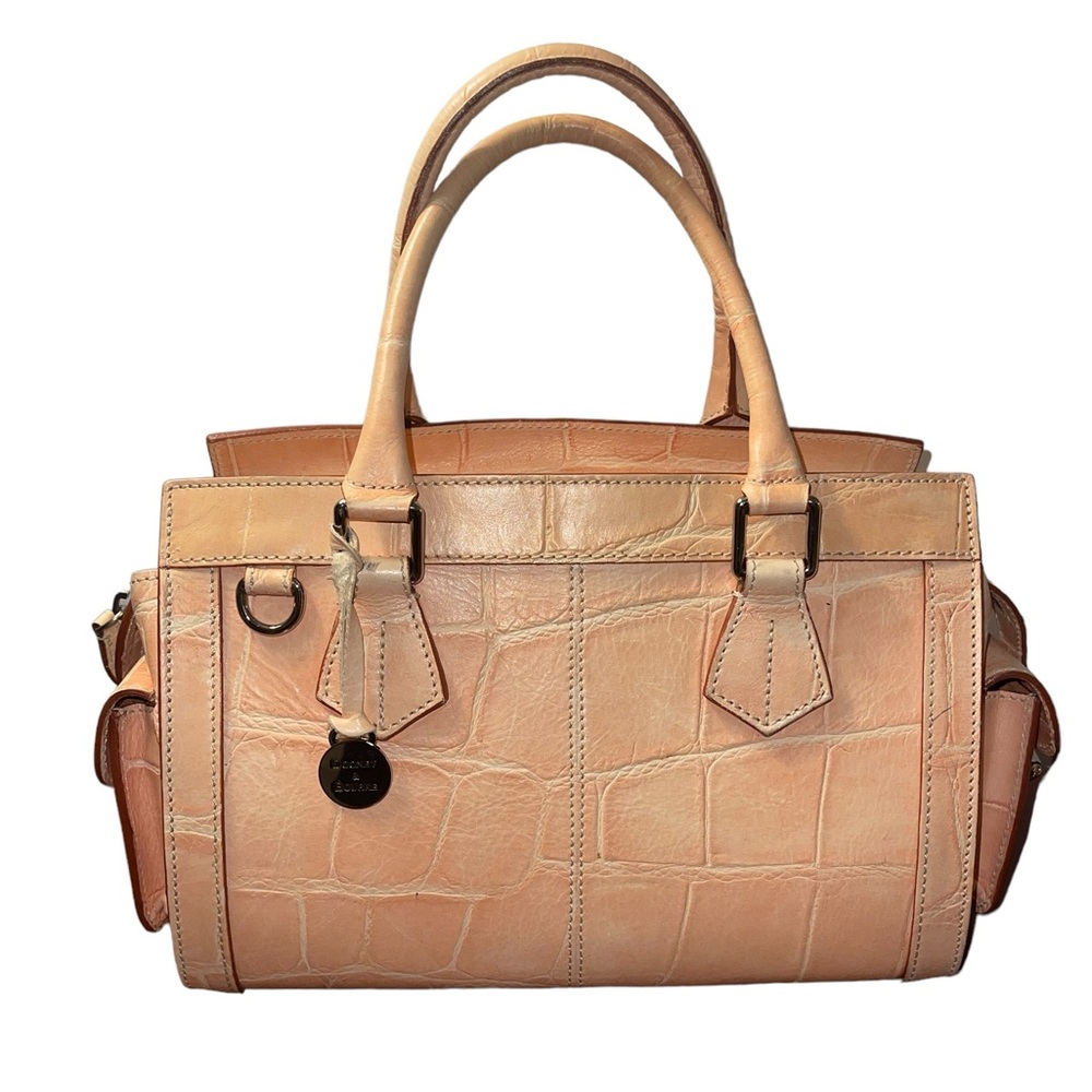 Vintage Dooney & Bourke Peach Medium Side Pocket Satchel Hand Bag Made In Italy